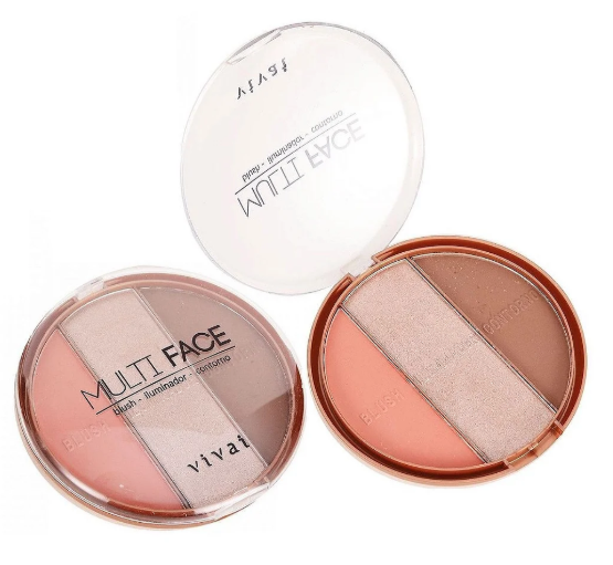 Vivai - Kit de Maquiagem com Blush, Iluminador e Contorno Multi Face